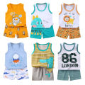 Kids Cartoon Vest+Shorts Clothes Set Summer Boys Girls Soft Cotton Nightwear T-Shirts Shorts Pajama Suit  Casual Sport Clothing. 