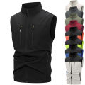 Men's Lightweight Softshell Vest with Zipper Pockets Windproof Sleeveless Jacket for Hiking Golf Outdoor Outwear Windbreaker. 