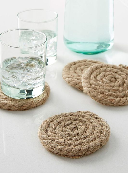 Tea Mat,4 Pcs of Tea Coasters,Tea Mat of Rustic Rope | Daraz.pk