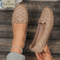 goreyodoly Women Slip On Loafers Wide Fit Comfortable Flats Lightweight Breathable Shoe Perforated Embroidery Print Leather Look.