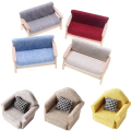 1Pcs 1:12 Mini Simulation Miniature Wooden Double Sofa Living Room Dollhouse Furniture Kids Pretend Play Doll House Decor. 