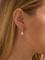 1 Pair Stainless Steel Waterproof And Non-Fading Stylish Women's Water Droplet Pearl Hoop Earrings, Suitable For Women's Daily. 