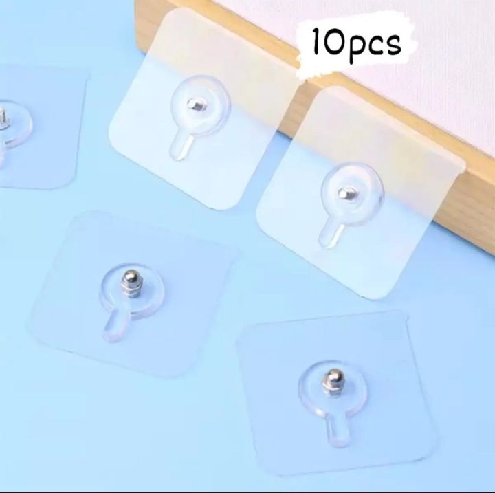 10Pcs Strong Self Adhesive Nails Poster Seamless
Wall Hook Waterproof Durable Transparent Screw H... good quality hook