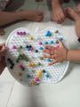 Pin Board -Peg Board Toy for Kids-Nail Puzzle-Mosaic Puzzle Board - Creative Game Activity - Dimension(16.5× 16.5)cm - Multicolor. 