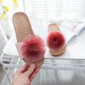 Linen Platform Slippers Women Home Hairball Designer Shoes Girls Fashion Casual House Elegant Slippers Flats Open Toe Indoor. 