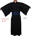 Summer Navy Japanese Traditional Samurai Kimono For Men Yukata Bathing Robe Hekoobi Loose Style Homewear Belt Long Gown Cotton.