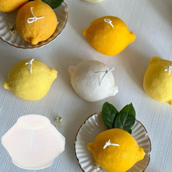 Lemon Shaped Scented Candle Silicone Mold DIY 3D Fruit Resin Mould Gypsum Making Tool Handmade s Party Ambience Home Decor