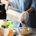3-in-1 Storage Jar with 3 portions Airtight Food Storage Cereal Dispenser Pulses Container and 3 partitions for Dry Fruit Storage Spice Jar Masala Daal Biscuits Spices Candy and Multi Compartment kitchen Essentials. 
