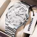 Poedagar 896 Top Original Men's Watches Stainless Steel Waterproof Luminous Man Watch Date Week Classic Trendy Quartz Men Wristwatch. 