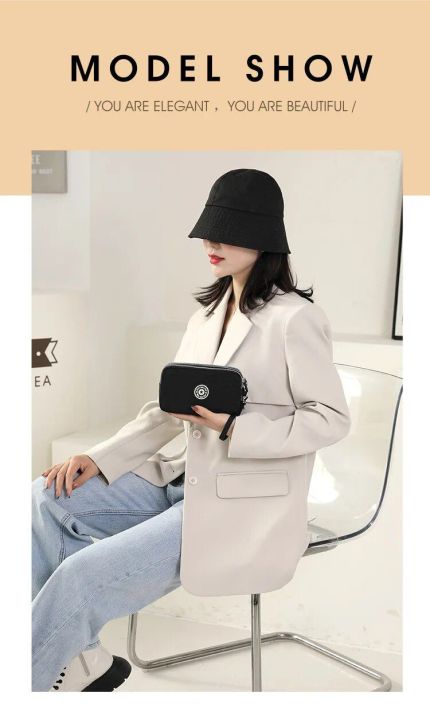 Solid Color Coin Purse Women Handbag Small Wallet Wrinkle Fabric Phone Purse Three Zippers Portable Makeup Bag