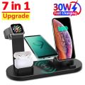 7 In 1 Wireless Charger Stand Pad For iPhone 15 14 13 12 11 X Apple Watch Airpods Desk Phone Chargers Fast Charging Dock Station.