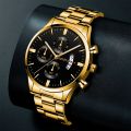 2023 Fashion Men Gold Stainless Steel Watch Luxury Calendar Quartz Wrist Watch Mens Business Watches for Man Clock Reloj Hombre. 