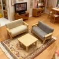 1Pcs 1:12 Mini Simulation Miniature Wooden Double Sofa Living Room Dollhouse Furniture Kids Pretend Play Doll House Decor. 