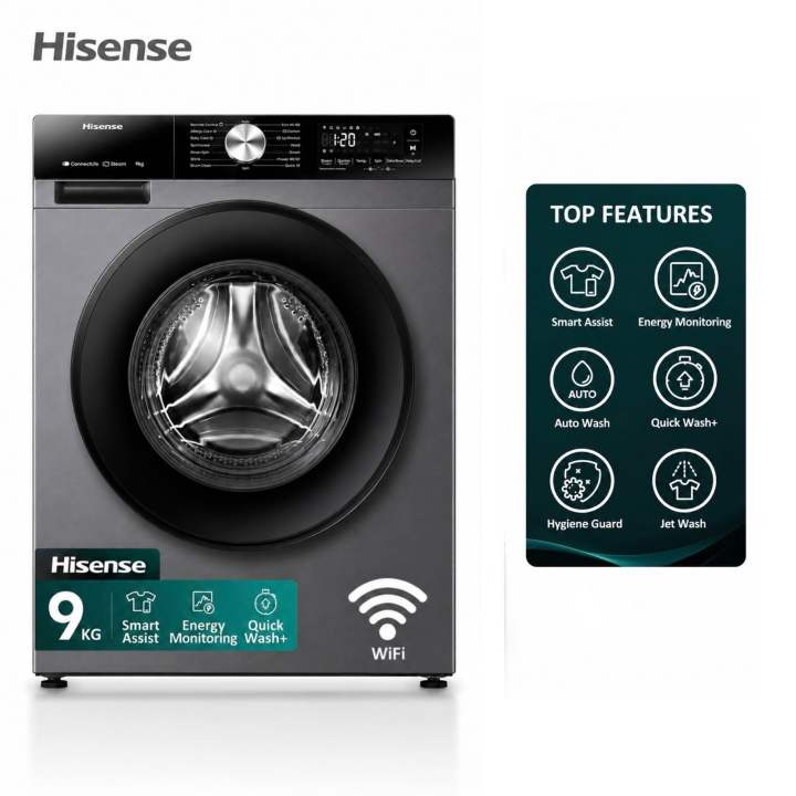 Hisens%209%20Kg%20Fully%20Automatic%20Front%20Loading%20Inverter%20WiFi%20Washing%20Machine%201400%20RPM%20WFQY9014EVJMS%20-%20Image%204