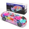 Transparent Concept Racing Car Toy – Light & Sound, Gear Simulation, 360° Rotating 3D Mechanical Concept Car for Kids.
