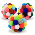 1/3PCS Cat Toys Cat Plush Ball Toy Pet Elastic Bell Ball Self Hi Ball Playing Cat Colorful Woolen Ball.