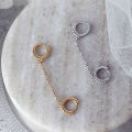 Huitan One PCS Hot Sale Two Hole Piercing Earrings for Women Brilliant Crystal Zircon 3 Metal Color Chain Earring Party Jewelry. 