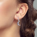 925 Sterling Silver Moon Star Earrings For Women Minimalist Cute Dangle Earrings Bohemian Daily Wear Jewelry. 