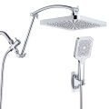 Large panel Rectangle Rain Shower Head With Handheld Spray Combo With Diverter,Height/Angle Adjustable Extension Shower Arm. 