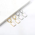LUXUSTEEL Stainless Steel Geometric White Shell Hoop Earrings For Women Heart Round Square Shape Bee Moon Crown Daily Jewelry. 