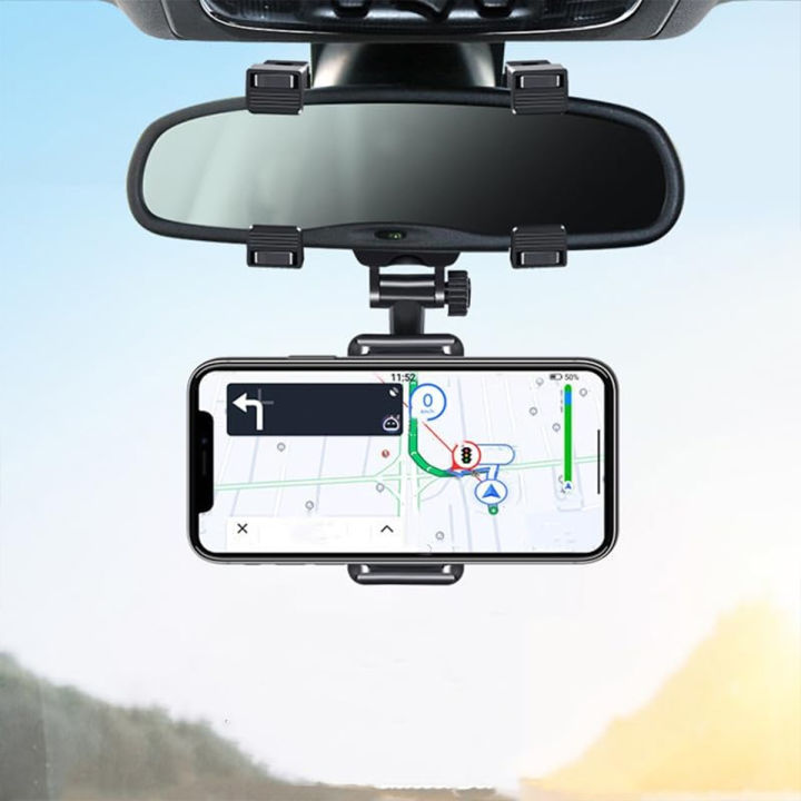 360° Rotating Car Rearview Mirror Mount Phone Holder - Convenient Bracket for Smartphones
