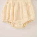 Summer female infant apricot sun print short-sleeved triangle Romper and bow headgear two-piece set. 