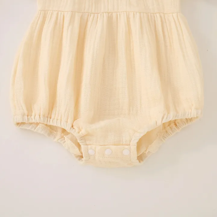 Summer%20female%20infant%20apricot%20sun%20print%20short-sleeved%20triangle%20Romper%20and%20bow%20headgear%20two-piece%20set%20-%20Image%204