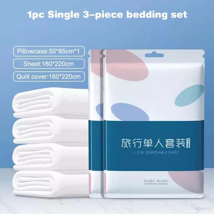 Hotel%20&%20Travel%20Disposable%20Bedding%20Set%20%E2%80%93%20Extra%20Thick%203/4-Piece%20Includes%20Sheets,%20Duvet%20Cover%20&%20Pillowcases,%20Sanitary%20&%20Convenient%20-%20Image%207