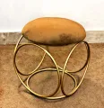 Nestroots Sitting Stool for Living Room Furniture Ottoman pouffes for Sitting | Metallic Side Table Puffy Foot Stool with Metalic Ring Gold Legs Home Furniture. 