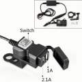 USB port motorcycle charger 5V 1A/2.1A mobile phone charger socket waterproof switch Holder. 