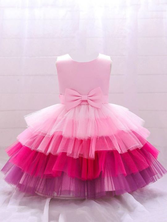 Net frill fairy frock | 4 layered net frock | Rainbow colours net frill frock for girls