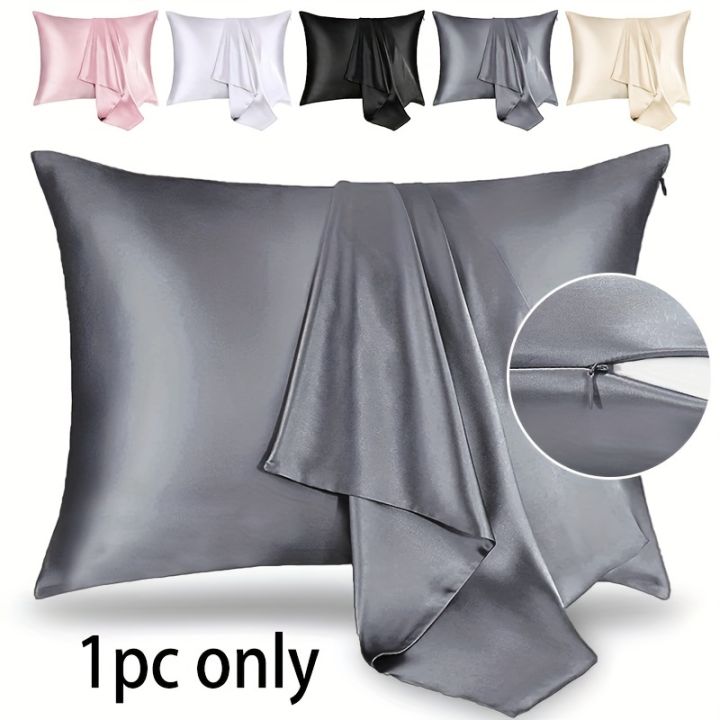 Satin Pillowcase 21 Momme 600 Thread Count for Hair and Skin , Hypoallergenic Breathable Both Sides satins with zipper