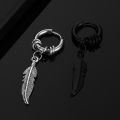 2pc korean Fashion Cross feather Stud Earrings Punk Rock Style For Women men High Quality Stainless steel Hiphop Ear Jewelry.