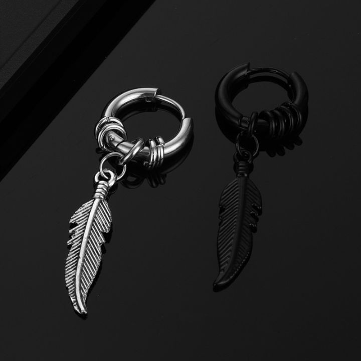 2pc%20korean%20Fashion%20Cross%20feather%20Stud%20Earrings%20Punk%20Rock%20Style%20For%20Women%20men%20High%20Quality%20Stainless%20steel%20Hiphop%20Ear%20Jewelry%20-%20Image%202