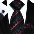 3Pcs Striped Ties Set Necktie and Pocket Square Cufflinks Sets Trendy Repp Graphic Woven Formal Business Necktie for Men. 