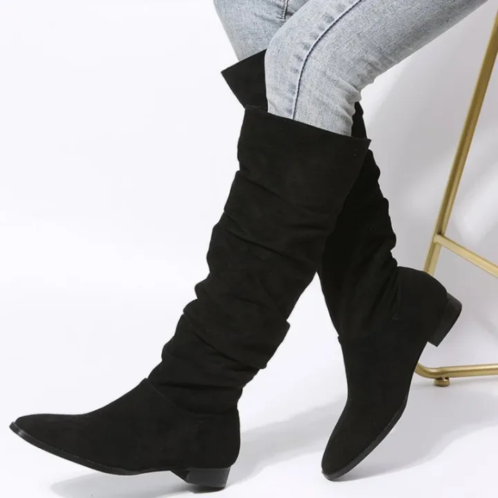 New%20Solid%20Color%20Comfortable%20Fashion%20Knee-high%20Fashion%20Boots%20Round%20Head%20Square%20Heels%20Increase%20Large%20Size%20Winter%20High%20Boots%20-%20Image%203