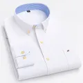 Plus Size S~7XL  Men's Social Shirts Long Sleeve Pure Cotton Oxford Thin Soft Buttoned Plaid Oversized Shirt Formal Male Clothes. 