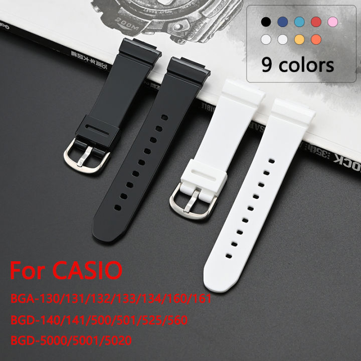 Strap for Casio BABY-G BGA-130/131/160 BGD-140/560 BGD-5000/5020 Replacement Watch Band Women TPU Resin Wristband Bracelet 14mm