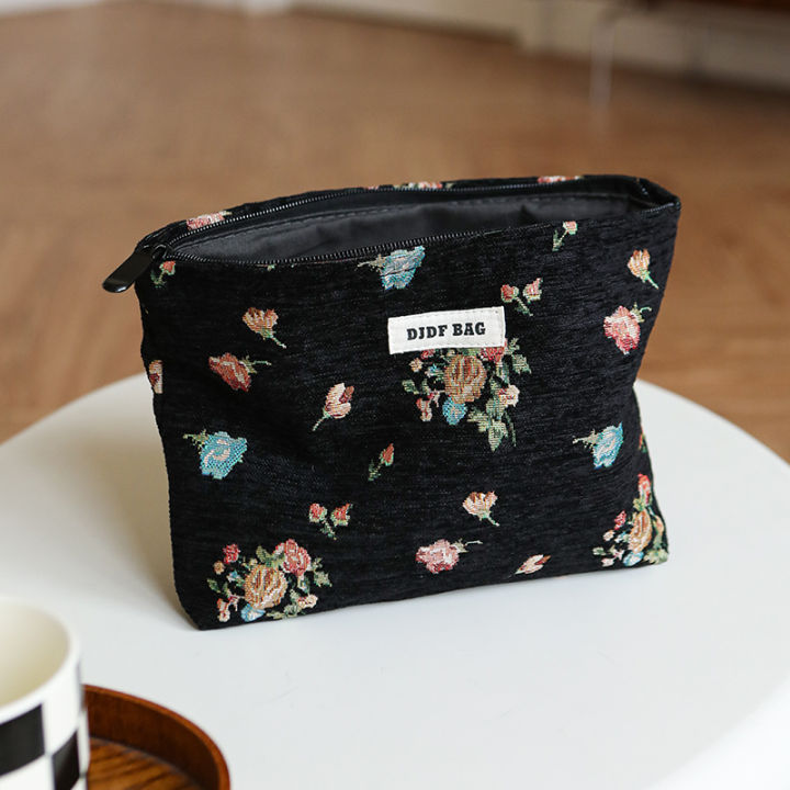 DJDF%20Women's%20Cosmetic%20Bag%20Vintage%20Black%20Background%20Flower%20Skincare%20Product%20Storage%20Bag%20Portable%20Travel%20Toiletry%20Bag%20Coin%20Purse%20-%20Image%206