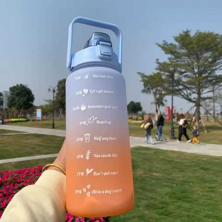 1pc%20Gradient%20Frosted%20Water%20Bottle%20With%20Handle%20Outdoor%20Portable%20Straw%20Cup%20-%20Image%202