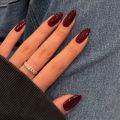 12pcs Glossy Wine Red Press On Nails - Medium Almond Long Shape Nails for Women, Easy to Apply & Durable for Daily Wear & Special Occasions, Quick Manicure, Smooth Finish. 
