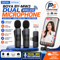 BOYA BY-MW3 Dual Wireless Microphone Type-C Lavalier Mic for Android Phone | Plug & Play Noise Reduction Recording Mic for Live Streaming, Vlog, Interview, Podcast, YouTube, Facebook Live. 