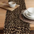 VIKAMA Luxurious Leopard Print Table Flag Kitchen Farmhouse Decoration Family Gathering Table Decoration Table Runner.