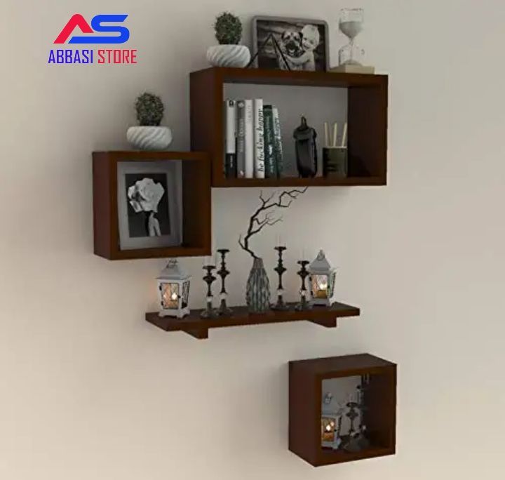 set of 4 Wall Decoration shelves(Black Brown white Red Yellow)