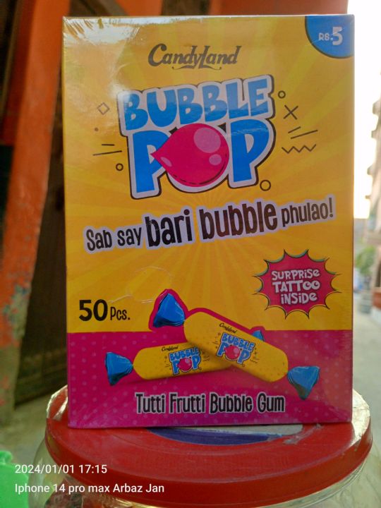 Candyland%20Original%20Bubble%20Pop%20(Pack%20Of%2050%20Pieces)%20/Tutti%20Frutti%20Bubble%20Gum%20/%20Sub%20Se%20Bhri%20Bubble%20Phulao%20/%20Surprised%20Tatto%20Inside%20/%20Long%20Time%20Chewable%20Flavoured%20Bubble%20Gum%20/%20With%20Affordable%20Price%20-%20Image%206