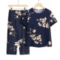Casual Ice Silk Suit Loose Large Size Suit Short-sleeved Top Loose Two-piece Suit Plus Size Summer Outfits Pijamas Feminino. 
