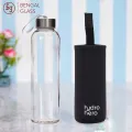 Bengal Glass | Water Bottle | Hydro Hero 500ml Reusable Glass Water Bottle – Clear, BPA-Free, with Protective Sleeve & Leakproof Stainless Steel Cap.