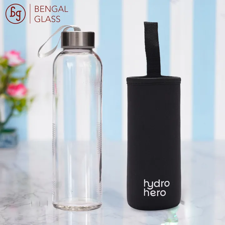 Bengal%20Glass%20%7C%20Water%20Bottle%20%7C%20Hydro%20Hero%20500ml%20Reusable%20Glass%20Water%20Bottle%20%E2%80%93%20Clear,%20BPA-Free,%20with%20Protective%20Sleeve%20&%20Leakproof%20Stainless%20Steel%20Cap%20-%20Image%202