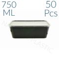 Rectangular Disposable Black Conatainer with Lid Pack of 50 pcs. 