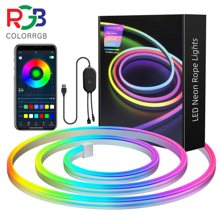 Led Rope Lights Programmable Led Neon RGB Rope Light - 10M RGB Flexible Lights Strip Gaming Light ...